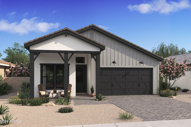 4405 N 203rd Ave, Buckeye, AZ 85396 - view of front of house featuring covered porch and a garage