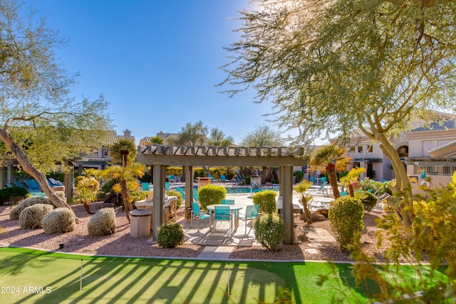 exterior space featuring a pergola