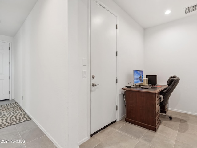 home office featuring light tile patterned floors