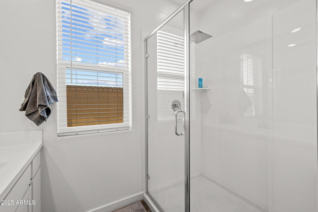 37954 N Greasewood Way, San Tan Valley, AZ 85140 - full bathroom featuring a stall shower and vanity