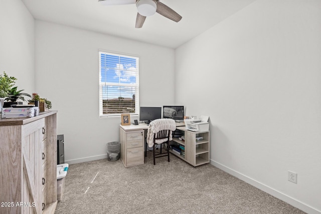 37954 N Greasewood Way, San Tan Valley, AZ 85140 - office area featuring light colored carpet, baseboards, and ceiling fan