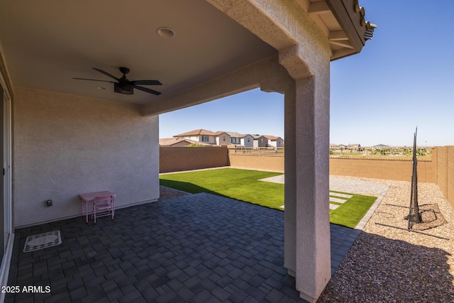 37954 N Greasewood Way, San Tan Valley, AZ 85140 - view of patio / terrace with ceiling fan and a residential view