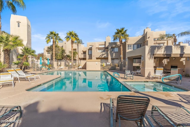 view of pool featuring a patio