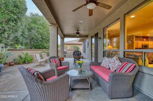 view of patio / terrace with outdoor lounge area and ceiling fan