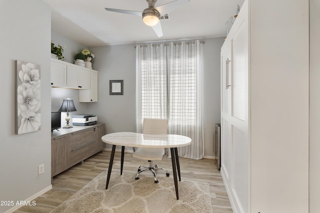 4524 E Narrowleaf Dr, Gilbert, AZ 85298 - home office with light wood-type flooring and ceiling fan