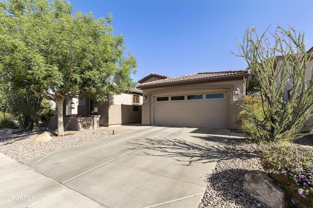 4524 E Narrowleaf Dr, Gilbert, AZ 85298 - view of front facade featuring stucco siding, concrete driveway, an attached garage, and a tiled roof