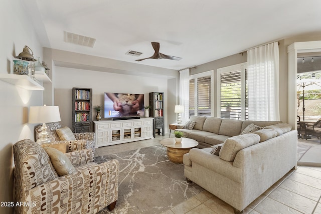 4524 E Narrowleaf Dr, Gilbert, AZ 85298 - living area with plenty of natural light and ceiling fan