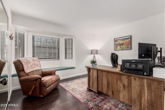 office space featuring dark wood-type flooring