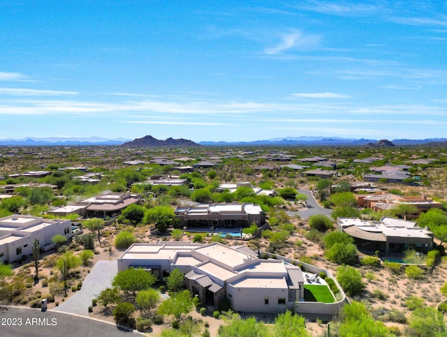 birds eye view of property featuring a residential view and a mountain view