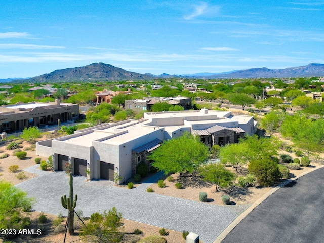 aerial view with a residential view and a mountain view