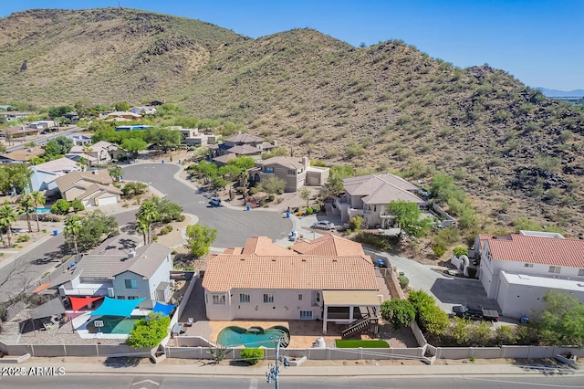 bird's eye view with a residential view and a mountain view