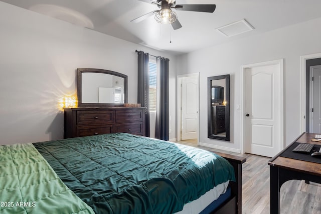 7305 W Darrel Rd, Laveen, AZ 85339 - bedroom with light wood finished floors and a ceiling fan