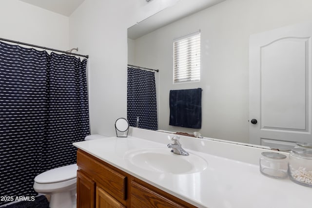 7305 W Darrel Rd, Laveen, AZ 85339 - bathroom featuring toilet, vanity, and a shower with curtain