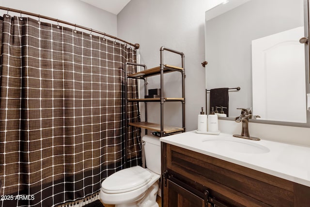 7305 W Darrel Rd, Laveen, AZ 85339 - bathroom featuring vanity, toilet, and curtained shower