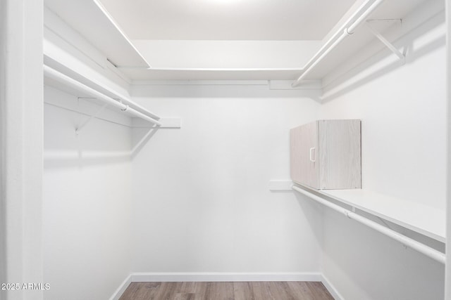 walk in closet with hardwood / wood-style floors