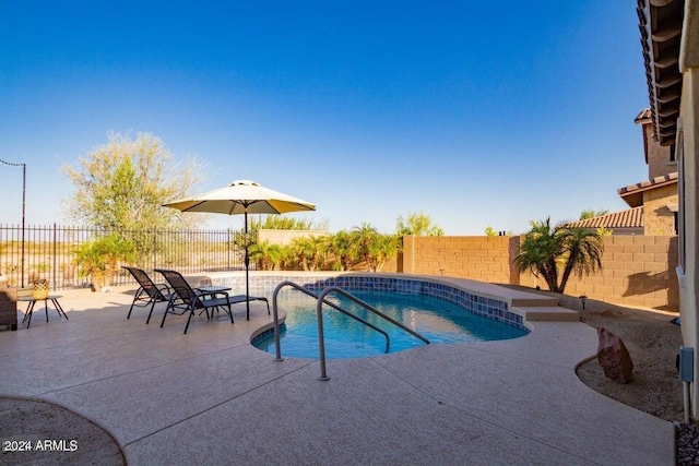 view of pool featuring a patio