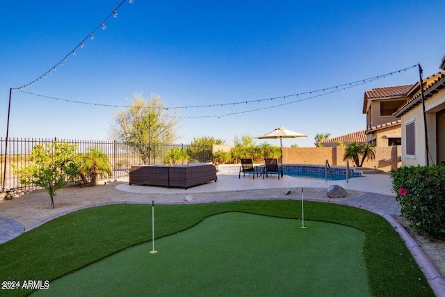 view of yard featuring a patio area and an outdoor hangout area