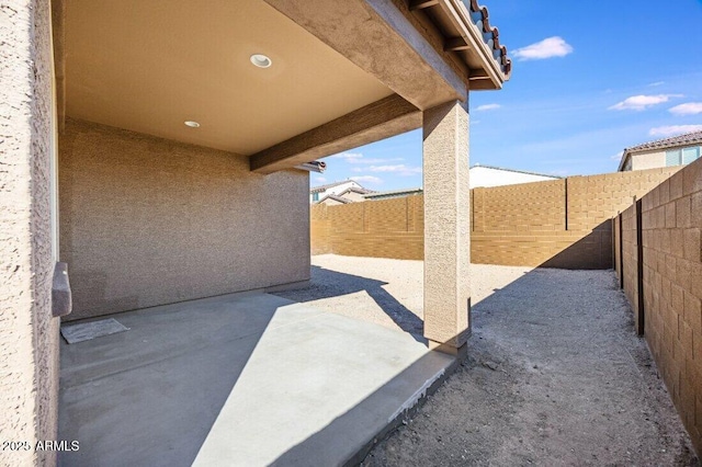 view of patio featuring a fenced backyard