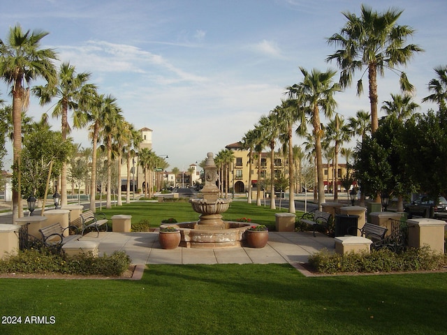 view of home's community with a lawn