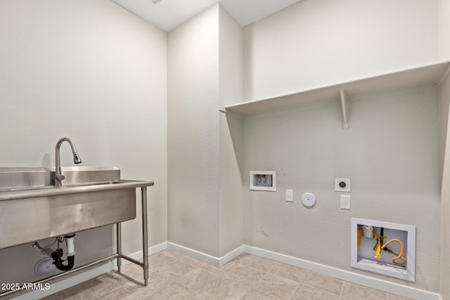 18360 W Alice Ave, Waddell, AZ 85355 - clothes washing area featuring hookup for a washing machine, baseboards, electric dryer hookup, laundry area, and hookup for a gas dryer