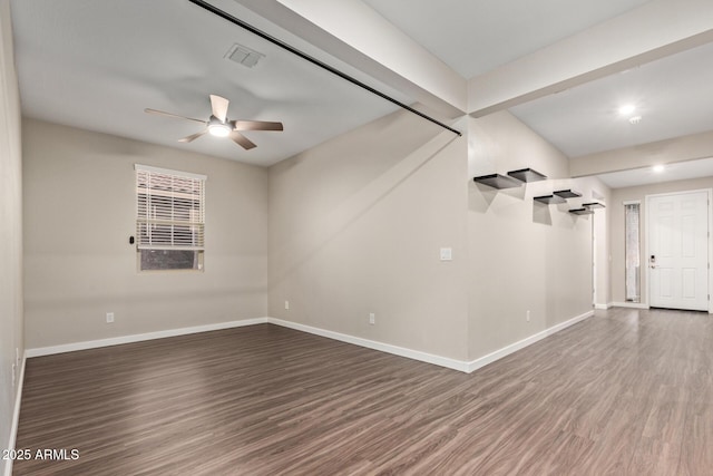 18360 W Alice Ave, Waddell, AZ 85355 - unfurnished room with a ceiling fan, visible vents, baseboards, and wood finished floors