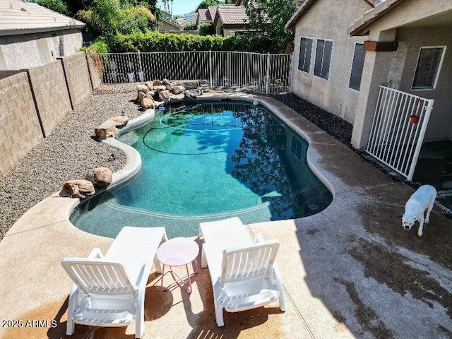 view of pool with a fenced backyard