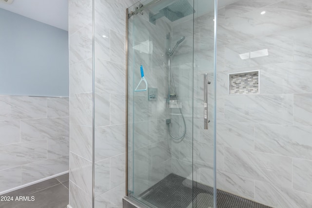 bathroom featuring walk in shower