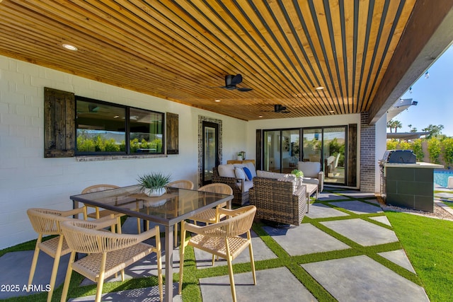 8708 E Rancho Vista Dr, Scottsdale, AZ 85251 - view of patio / terrace with an outdoor hangout area and outdoor dining space