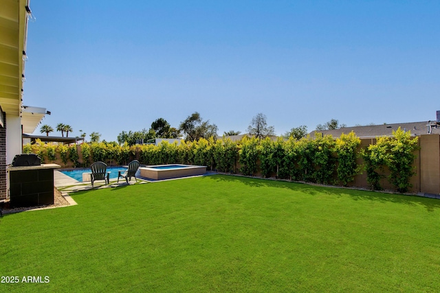 8708 E Rancho Vista Dr, Scottsdale, AZ 85251 - fenced backyard featuring an in-ground hot tub