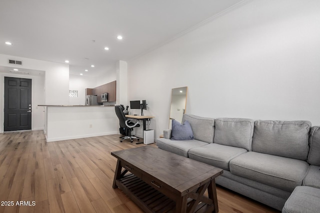 living room featuring light wood-type flooring