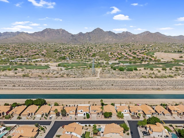 birds eye view of property featuring a mountain view and a residential view