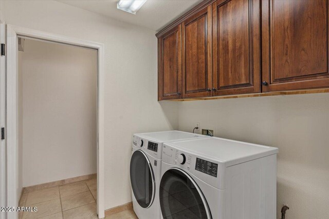 6102 E Danbury Rd, Scottsdale, AZ 85254 - laundry room with separate washer and dryer, cabinet space, and light tile patterned flooring