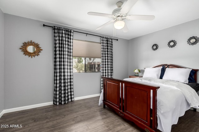 2121 W Union Hills Dr Unit 113, Phoenix, AZ 85027 - bedroom with baseboards, wood finished floors, and a ceiling fan