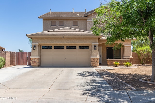 view of front of house with a garage