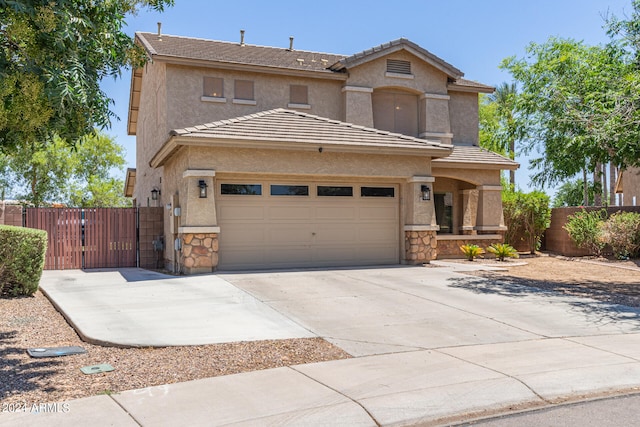 front facade with a garage