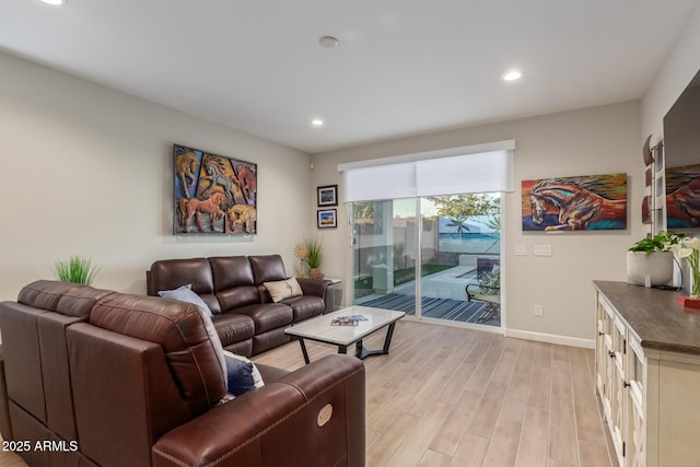 living room featuring light hardwood / wood-style floors