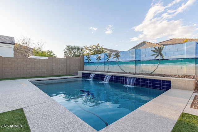 view of pool featuring pool water feature