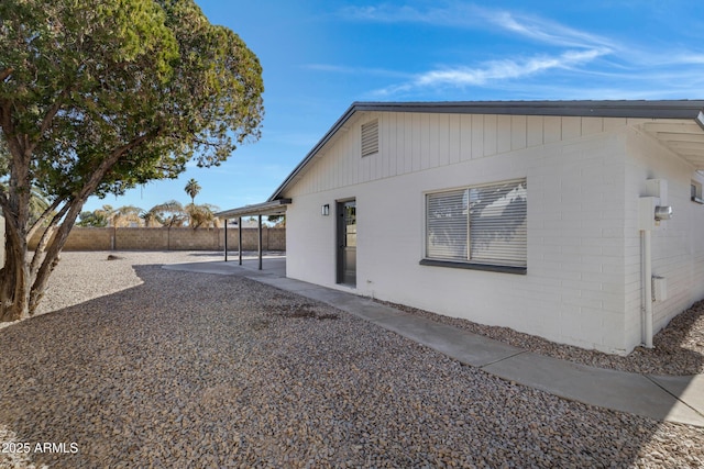 view of home's exterior featuring a patio