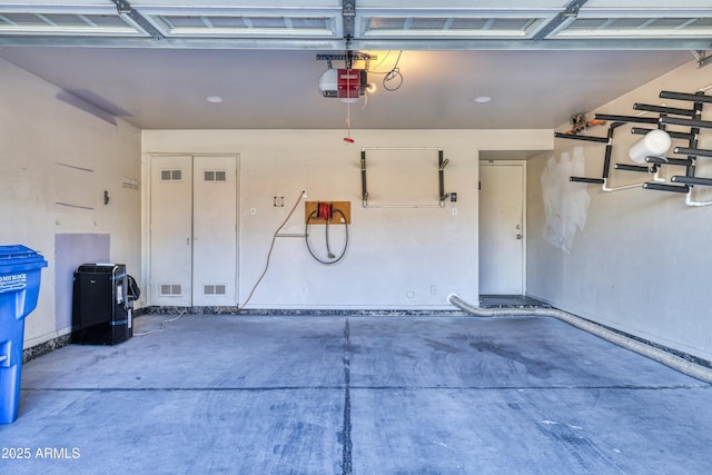 garage with a garage door opener