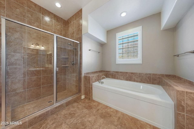 bathroom featuring plus walk in shower