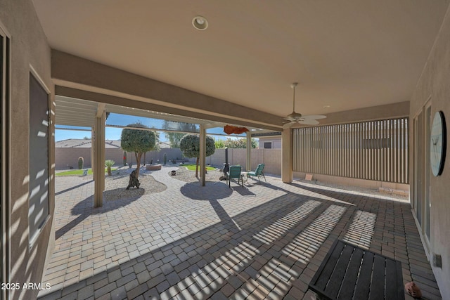 view of patio / terrace with ceiling fan