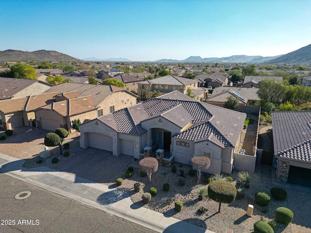 bird's eye view featuring a mountain view