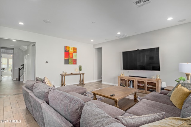 living room featuring light hardwood / wood-style flooring