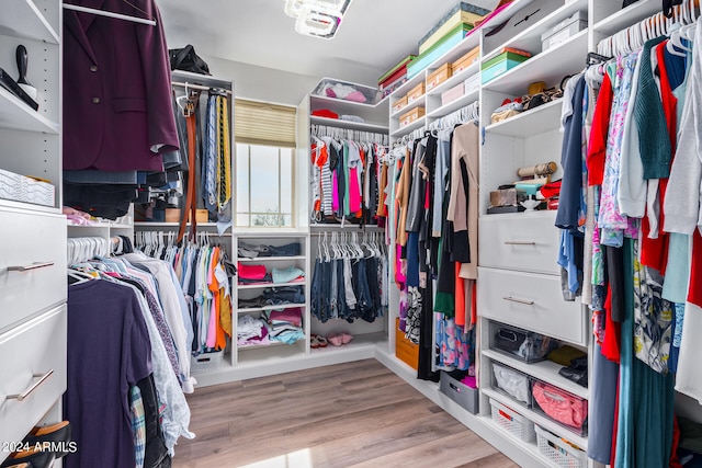 walk in closet featuring light wood-type flooring