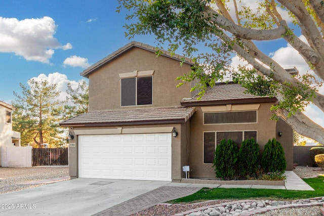 front of property with a garage