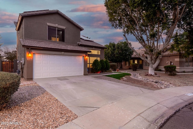 view of front property with a garage