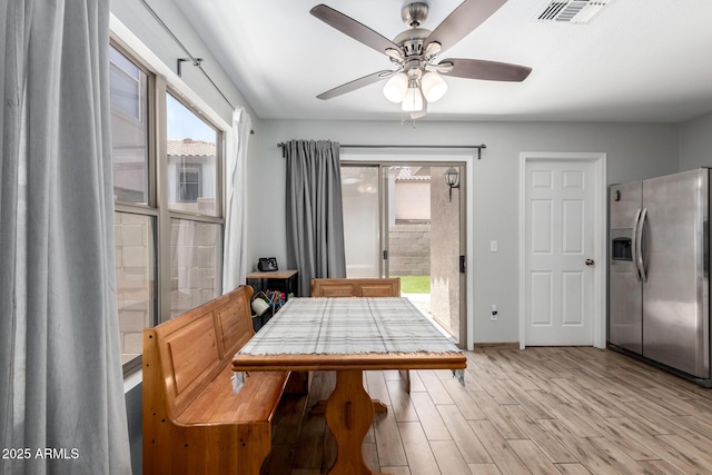 3438 S Bowman Rd, Apache Junction, AZ 85119 - dining room featuring a ceiling fan and light wood finished floors