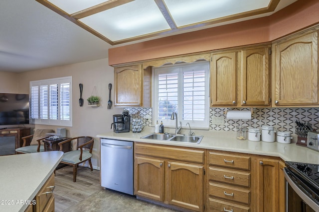 8160 E Keats Ave Unit 364, Mesa, AZ 85209 - kitchen featuring a sink, stainless steel dishwasher, tasteful backsplash, and plenty of natural light