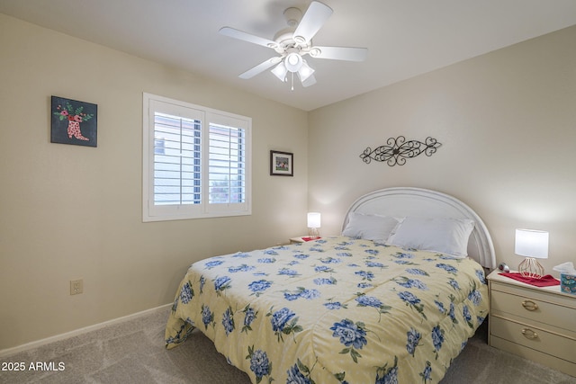 8160 E Keats Ave Unit 364, Mesa, AZ 85209 - carpeted bedroom featuring baseboards and ceiling fan