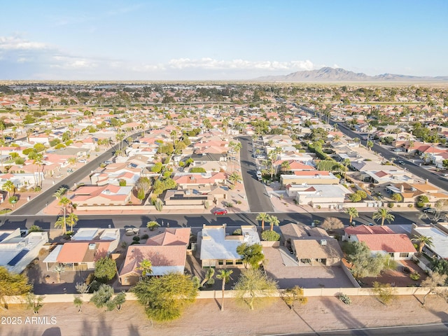 bird's eye view with a mountain view